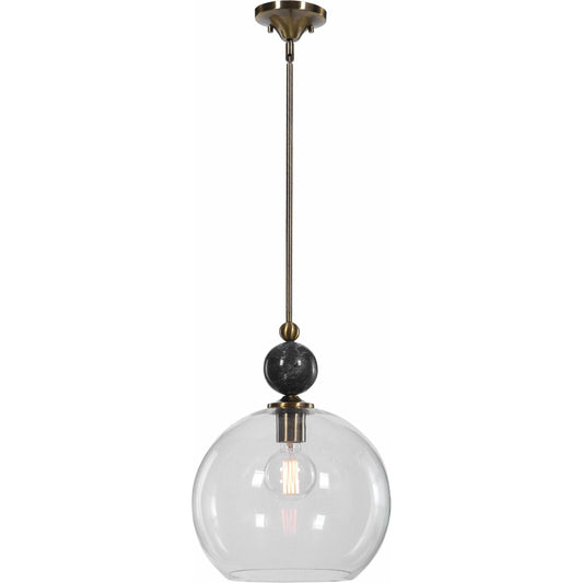 Mendota Pendant by Uttermost. Made from glass, iron, marble in a transitional style.