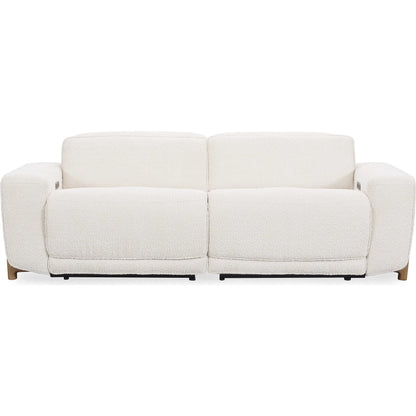 Darrow Zero Gravity Power Recliner Upholstered Fabric Sofa by Classic Home in white. Made from 100% polyester, acacia mangium wood, metal in a transitional style.