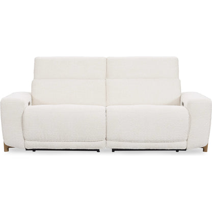 Darrow Zero Gravity Power Recliner Upholstered Fabric Sofa by Classic Home in white. Made from 100% polyester, acacia mangium wood, metal in a transitional style.