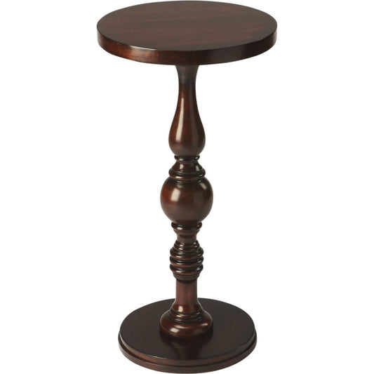 Camilla Pedestal Table by Butler Specialty Company in dark brown and plantation cherry. Made from rubberwood solids, mdf, cherry veneer in a traditional style.