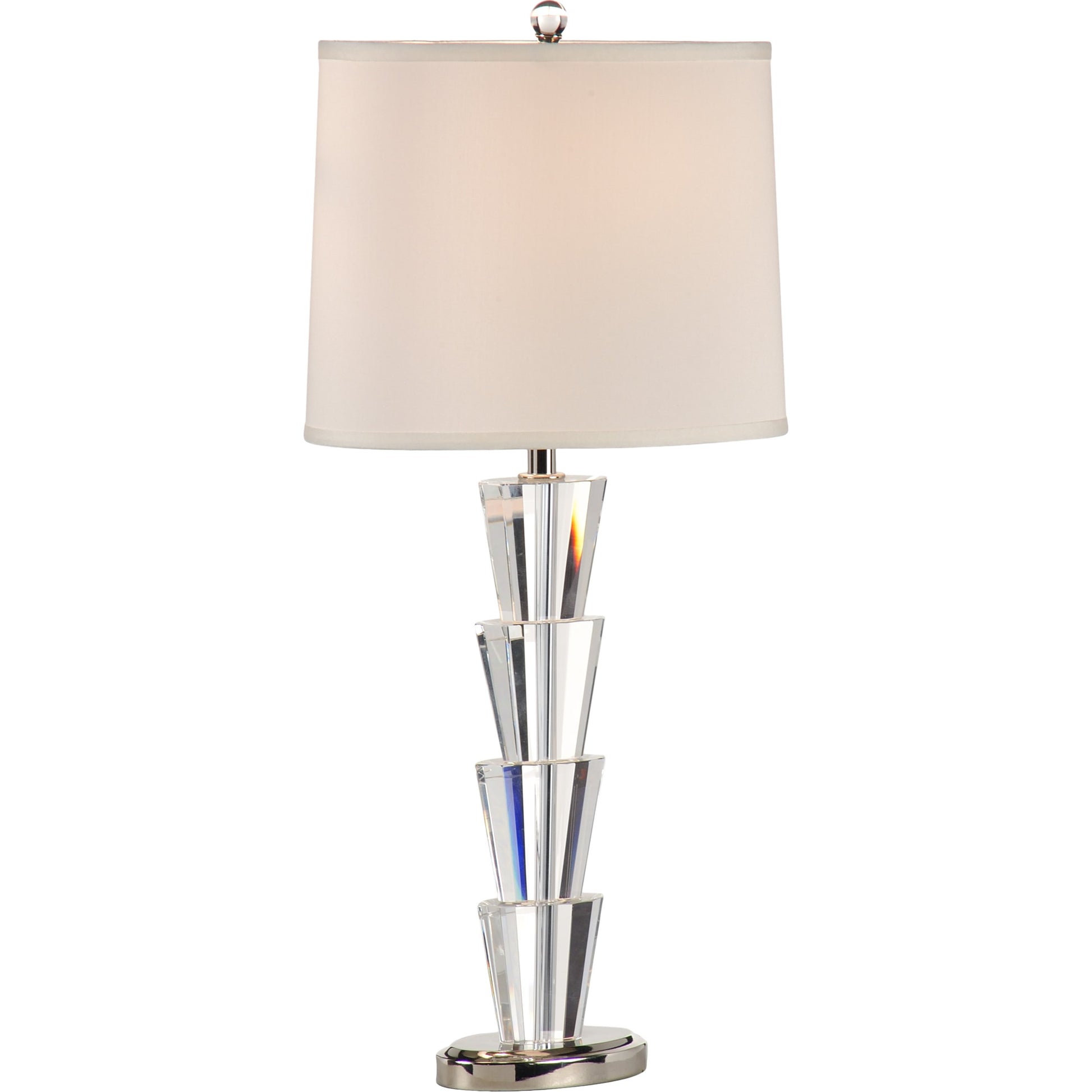 Crystal Fountain Lamp by Wildwood in clear, polished nickel. Made from crystal, glass in a modern style.