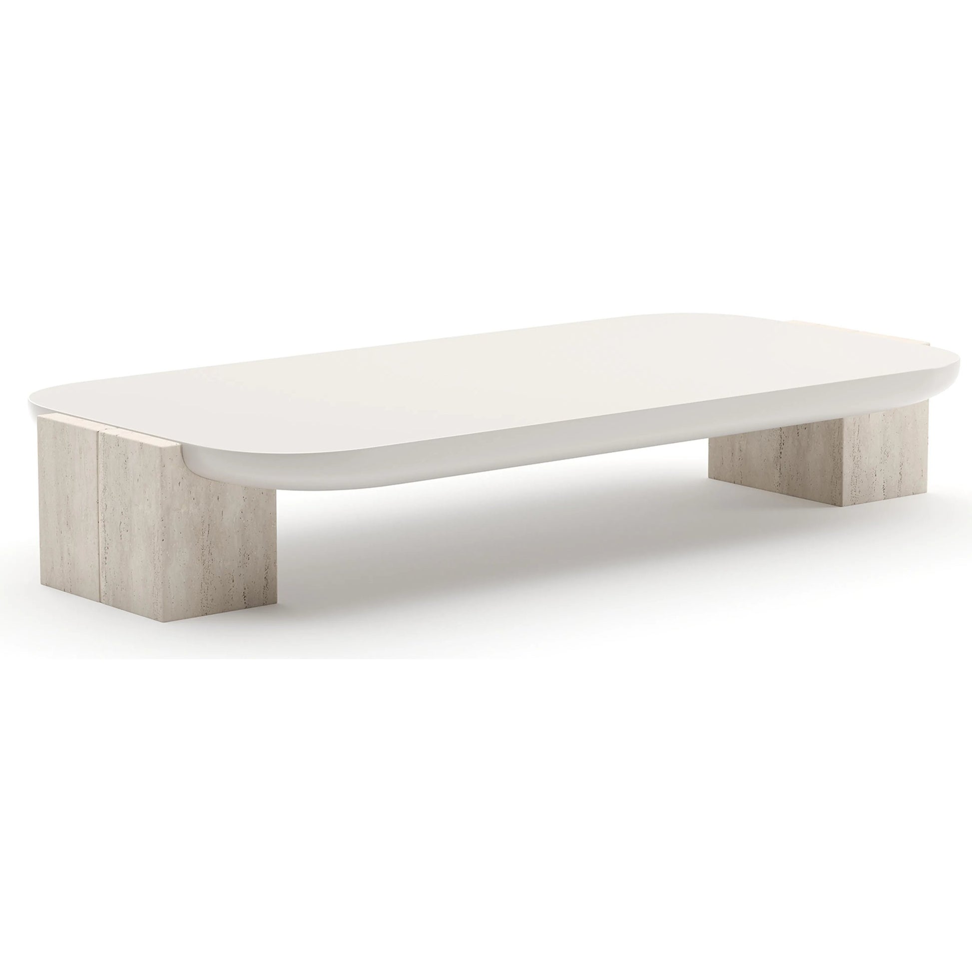 Overlap Rectangle Cocktail Table by Caracole. Made from stone in a transitional style.