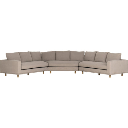 Dom 3-Piece Sectional by Four Hands in portland cobblestone, distressed sienna. Made from 100% polyester, solid rosa morada in a modern style.