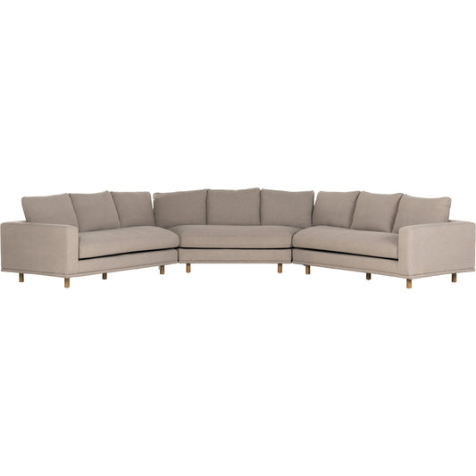 Dom 3-Piece Sectional by Four Hands in portland cobblestone, distressed sienna. Made from 100% polyester, solid rosa morada in a modern style.