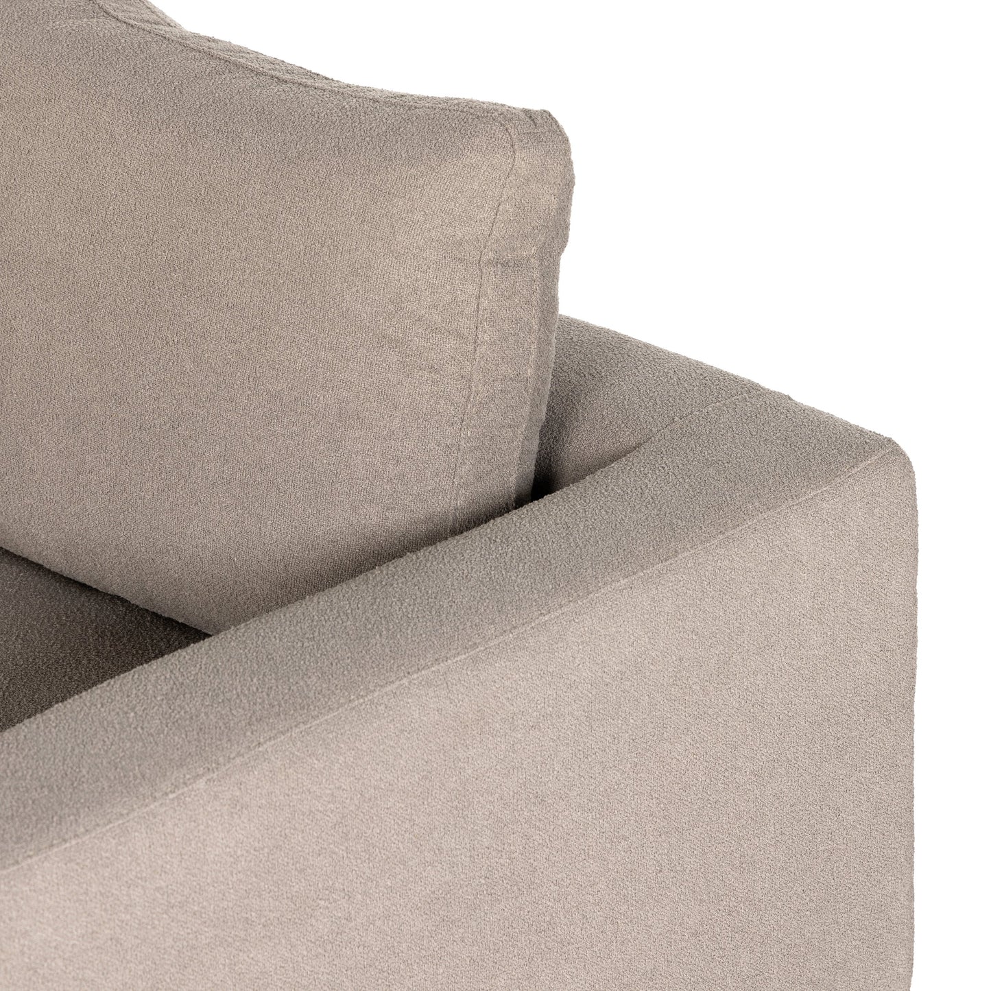 039 SI-1977251 | Closeup | Dom 3-Piece Sectional by Four Hands in portland cobblestone, distressed sienna. Made from 100% polyester, solid rosa morada in a modern style.