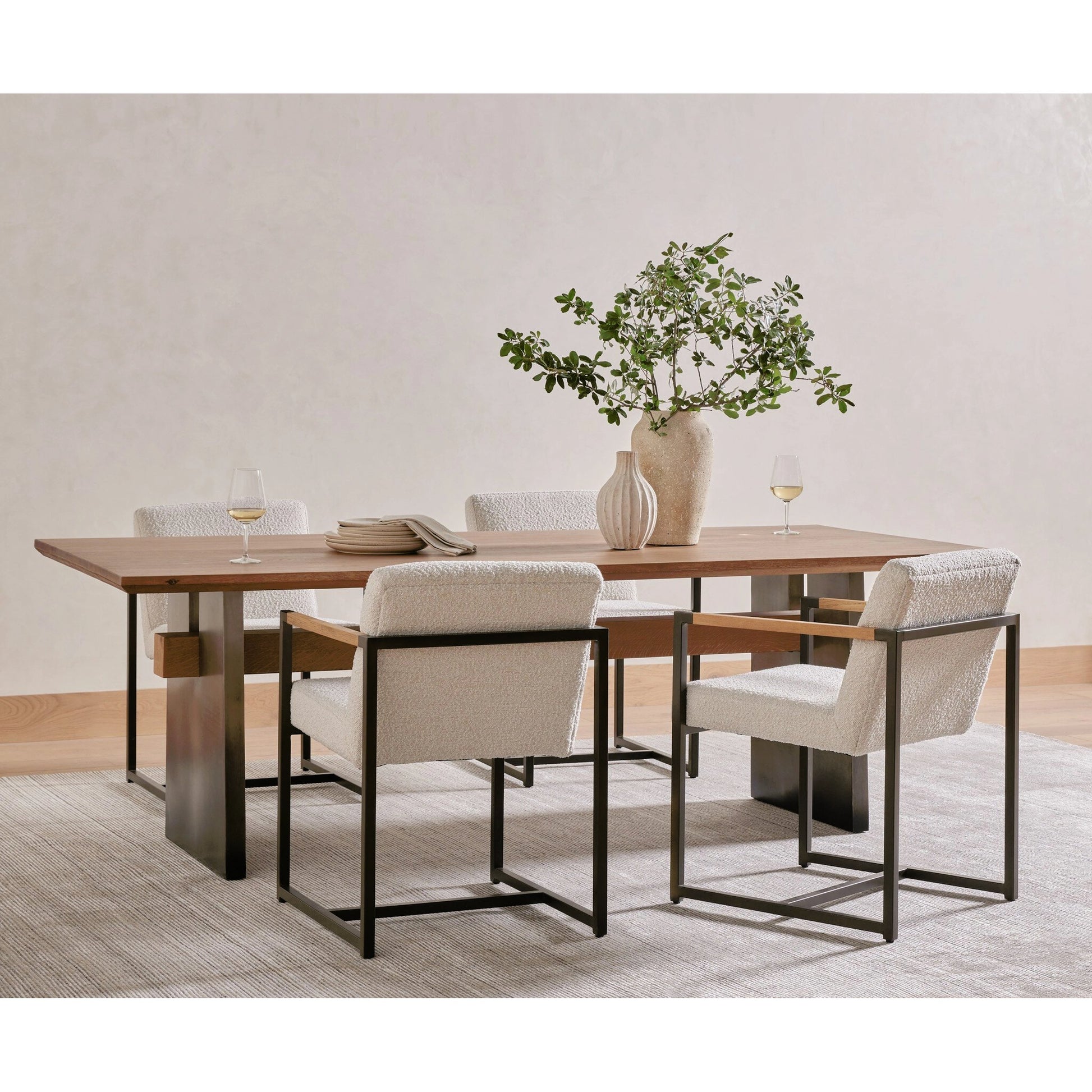 Brennan Dining Table by Four Hands. Made from solid oak, iron in a modern style.
