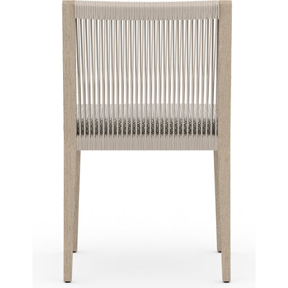 Sherwood Outdoor Dining Chair, Washed Brown by Four Hands in washed brown. Made from 100% olefin, solid fsc®-certified teak, 100% polypropylene in a cottage & farmhouse style.