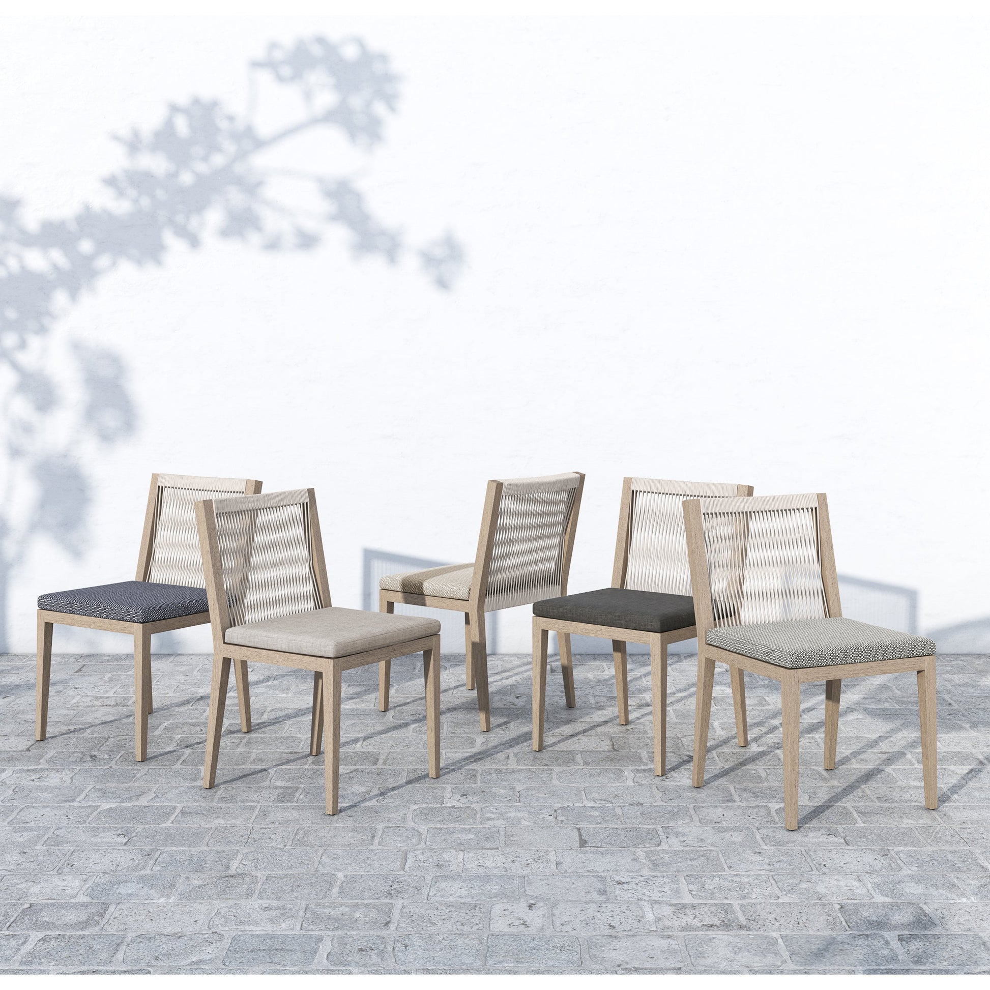 Sherwood Outdoor Dining Chair, Washed Brown by Four Hands in washed brown. Made from 100% olefin, solid fsc®-certified teak, 100% polypropylene in a cottage & farmhouse style.
