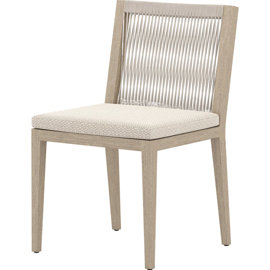 Sherwood Outdoor Dining Chair, Washed Brown by Four Hands in washed brown. Made from 100% olefin, solid fsc®-certified teak, 100% polypropylene in a cottage & farmhouse style.