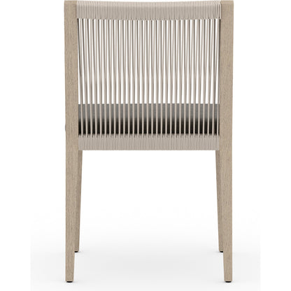 Sherwood Outdoor Dining Chair, Washed Brown by Four Hands in washed brown. Made from 100% olefin, solid fsc®-certified teak, 100% polypropylene in a cottage & farmhouse style.