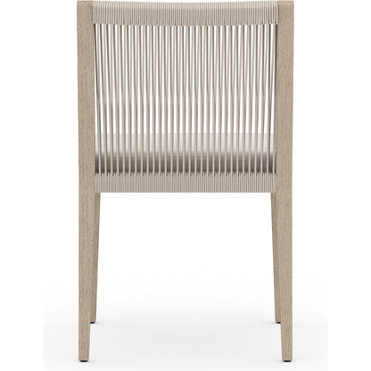 Sherwood Outdoor Dining Chair, Washed Brown by Four Hands in washed brown. Made from 100% olefin, solid fsc®-certified teak, 100% polypropylene in a cottage & farmhouse style.