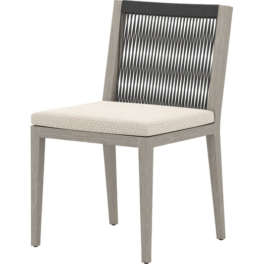 Sherwood Outdoor Dining Chair, Weathered Grey by Four Hands in weathered grey. Made from 100% olefin, solid fsc®-certified teak, 100% polypropylene in a cottage & farmhouse style.