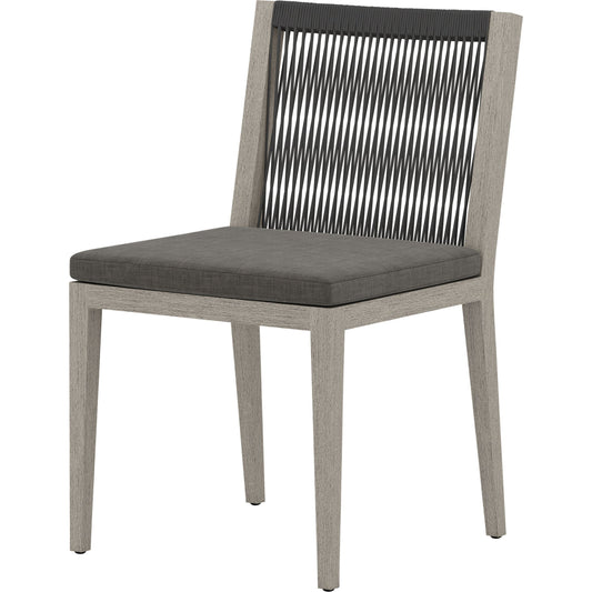 Sherwood Outdoor Dining Chair, Weathered Grey by Four Hands in weathered grey. Made from 100% olefin, solid fsc®-certified teak, 100% polypropylene in a cottage & farmhouse style.