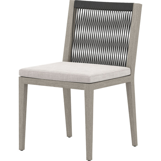 Sherwood Outdoor Dining Chair, Weathered Grey by Four Hands in weathered grey. Made from 100% olefin, solid fsc®-certified teak, 100% polypropylene in a cottage & farmhouse style.