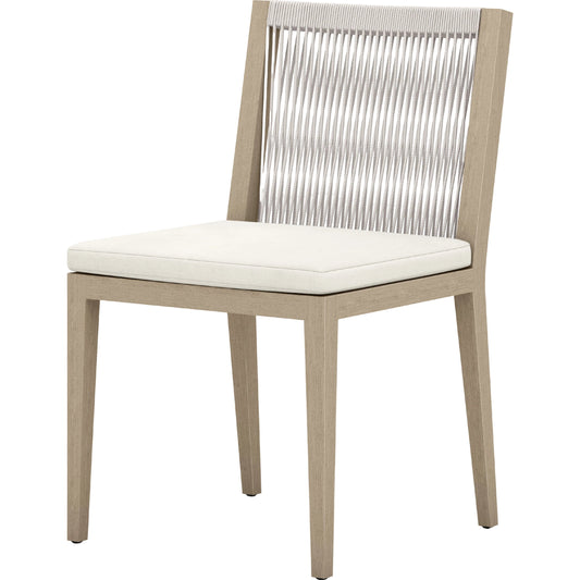 Sherwood Outdoor Dining Chair, Washed Brown by Four Hands in washed brown. Made from 100% olefin, solid fsc®-certified teak, 100% polypropylene in a cottage & farmhouse style.