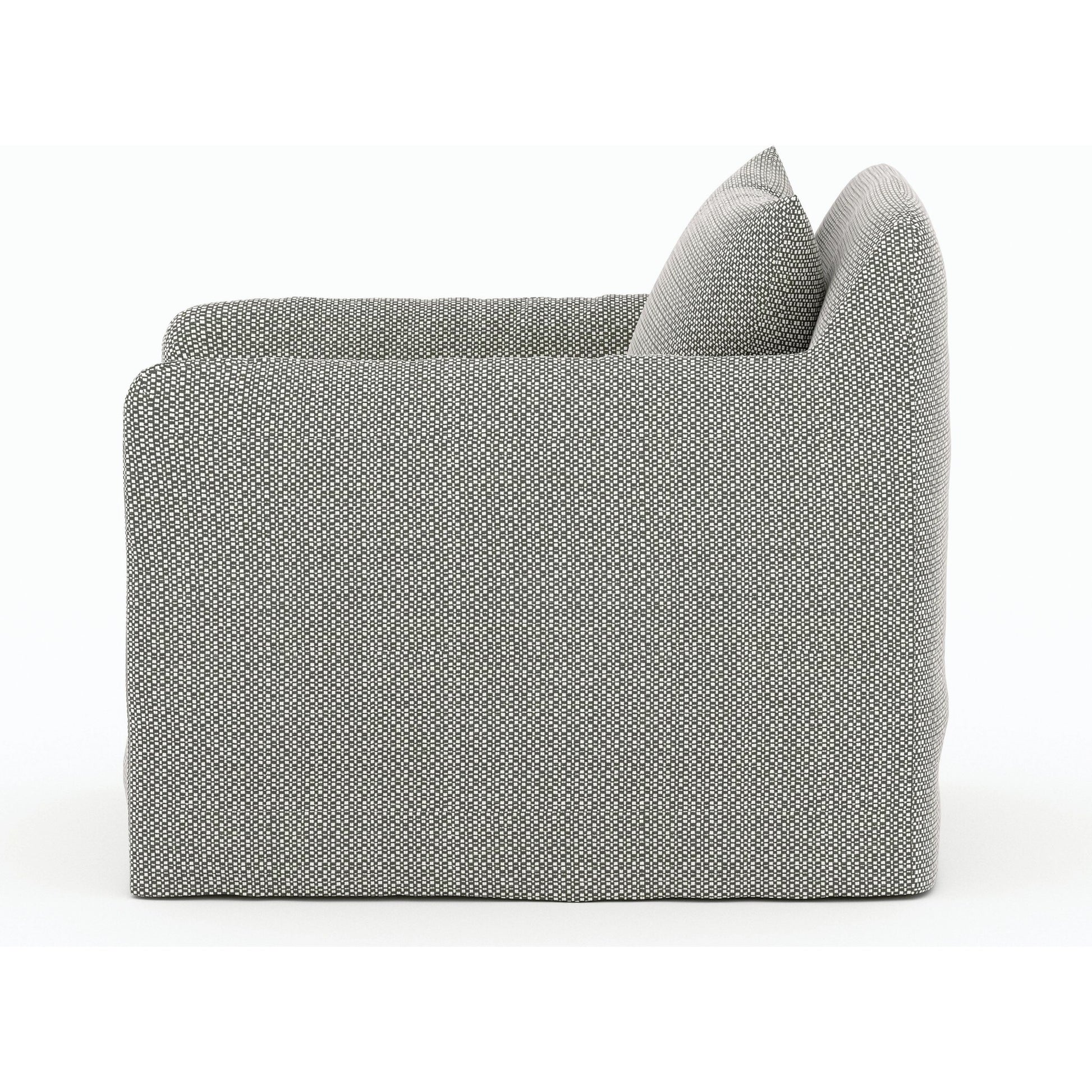Dade Outdoor Swivel Chair by Four Hands. Made from 100% olefin, aluminum in a modern style.