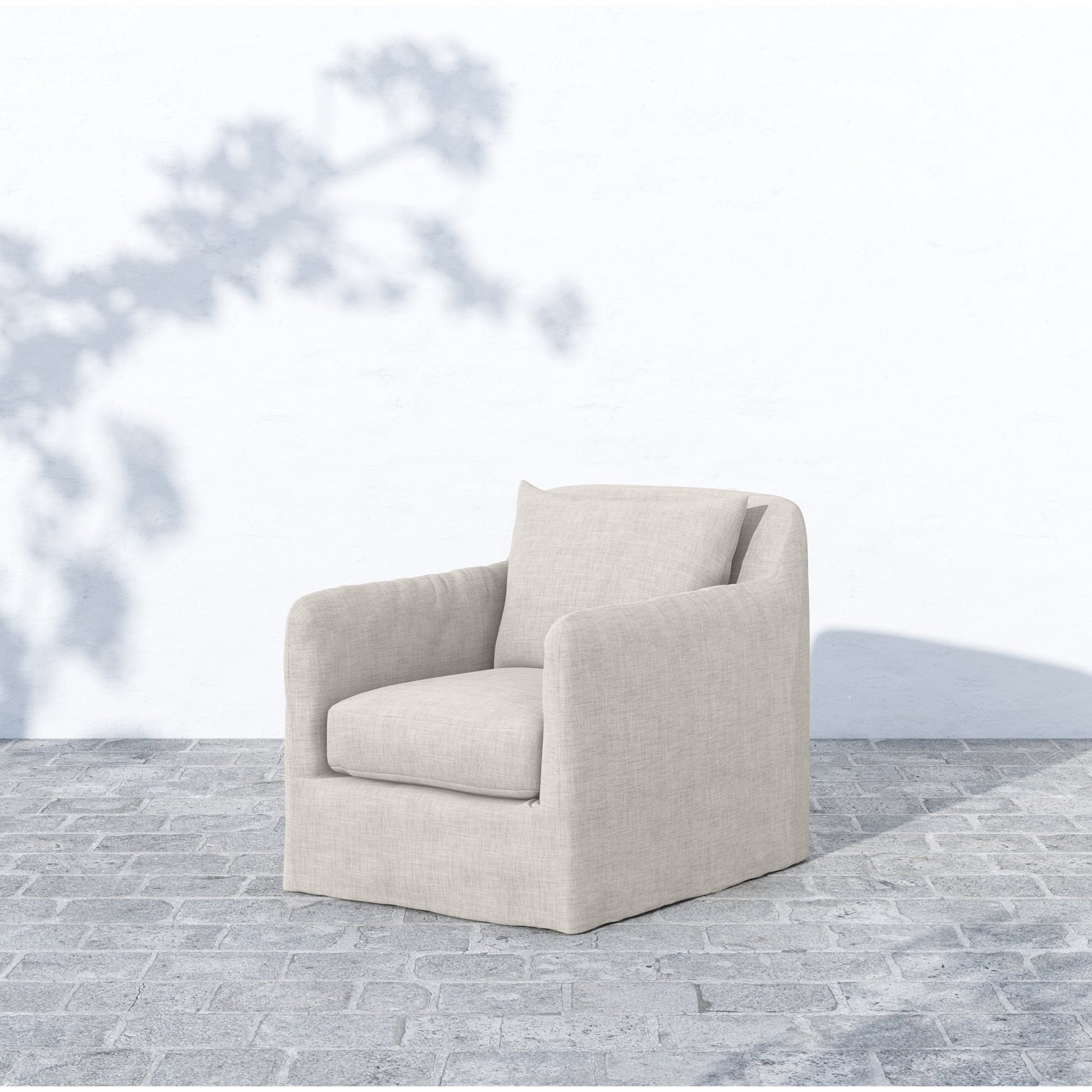 Dade Outdoor Swivel Chair by Four Hands. Made from 100% olefin, aluminum in a modern style.