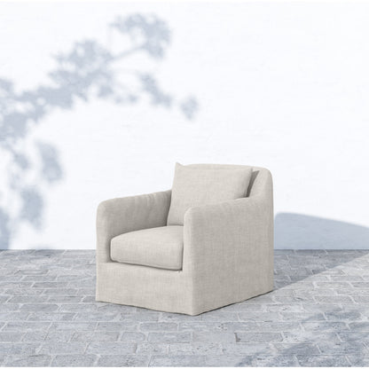 Dade Outdoor Swivel Chair by Four Hands. Made from 100% olefin, aluminum in a modern style.