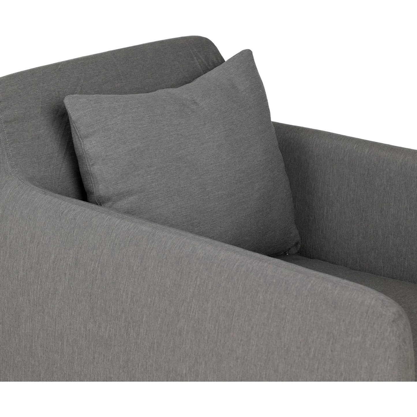 035 SI-1714959 | Closeup | Dade Outdoor Swivel Chair by Four Hands. Made from 100% olefin, aluminum in a modern style.