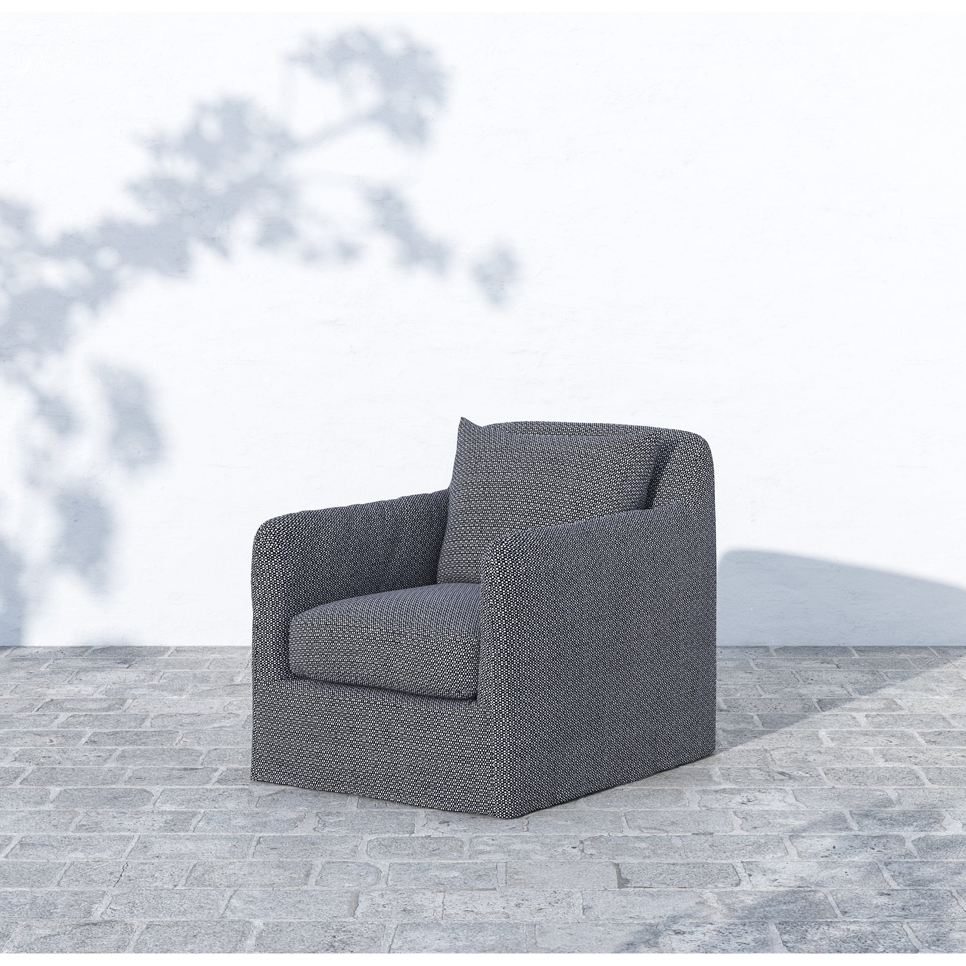 Dade Outdoor Swivel Chair by Four Hands. Made from 100% olefin, aluminum in a modern style.