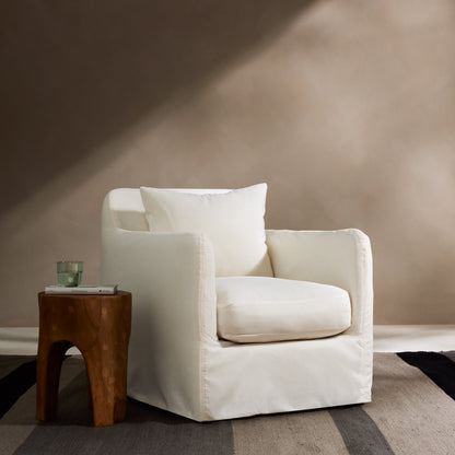 Dade Outdoor Swivel Chair by Four Hands. Made from 100% olefin, aluminum in a modern style.