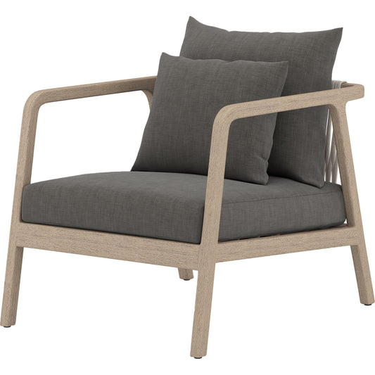 Numa Outdoor Chair - Washed Brown by Four Hands. Made from 100% olefin, solid fsc®-certified teak, 100% polypropylene in a coastal style.