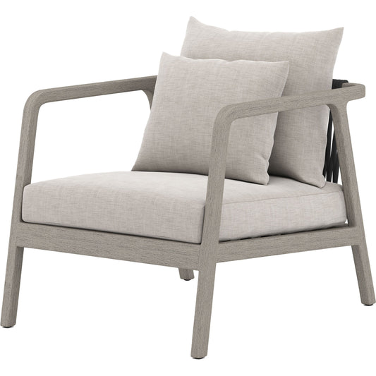 Numa Outdoor Chair - Weathered Grey by Four Hands. Made from 100% olefin, solid fsc®-certified teak, 100% polypropylene in a coastal style.