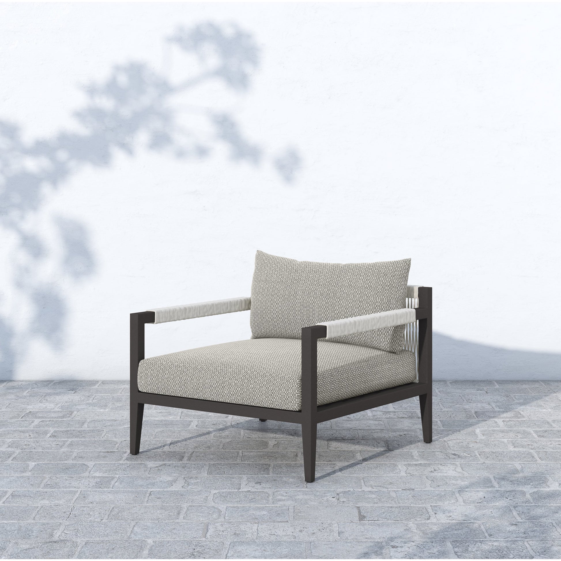 Sherwood Outdoor Chair, Bronze by Four Hands in bronze. Made from 100% olefin, aluminum, 100% polypropylene in a modern style.