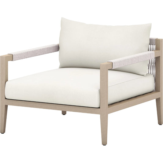 Sherwood Outdoor Chair, Washed Brown by Four Hands. Made from 100% olefin, solid fsc®-certified teak, 100% polypropylene in a coastal style.