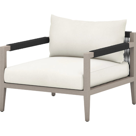 Sherwood Outdoor Chair, Weathered Grey by Four Hands. Made from 100% olefin, solid fsc®-certified teak, 100% polypropylene in a coastal style.