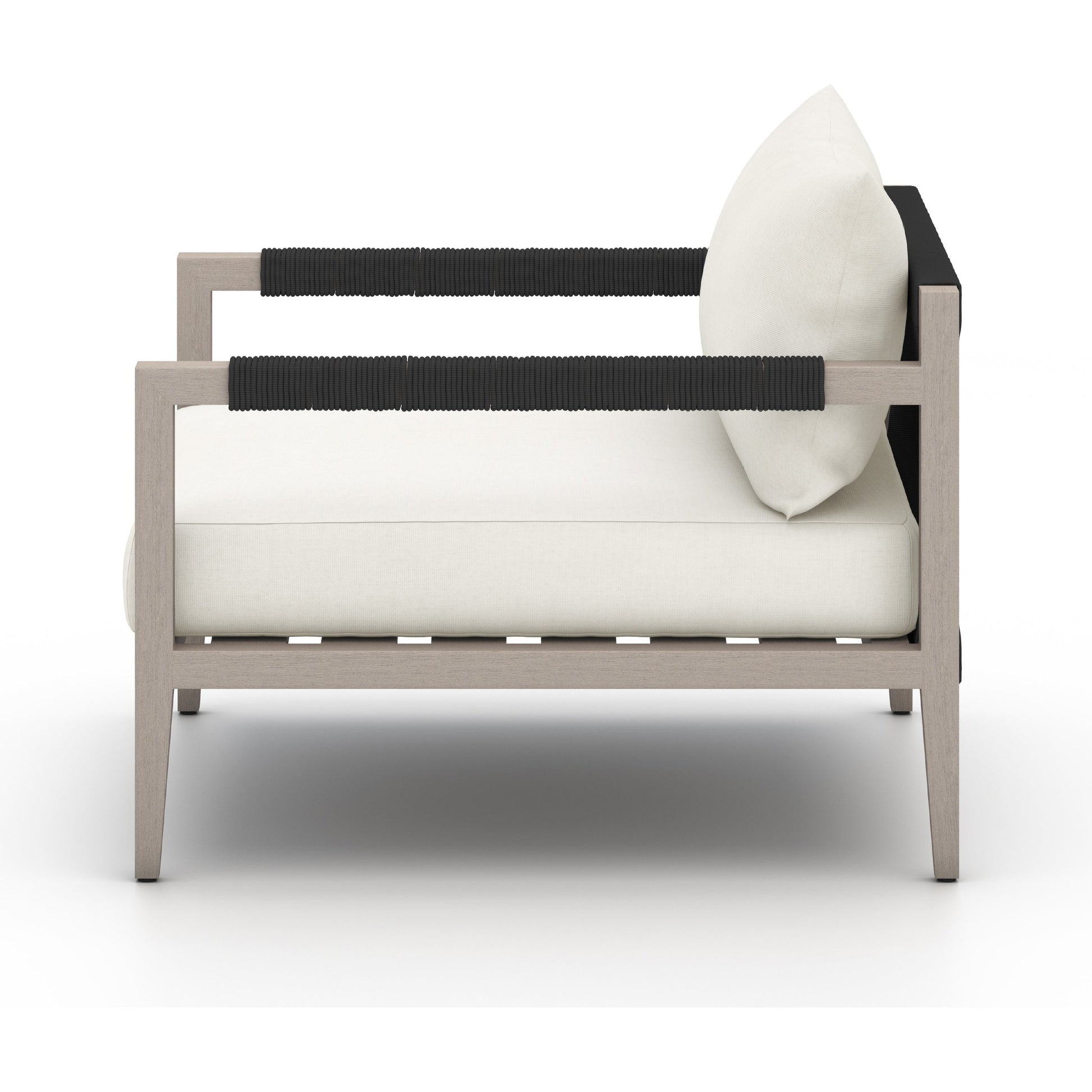 Sherwood Outdoor Chair, Weathered Grey by Four Hands. Made from 100% olefin, solid fsc®-certified teak, 100% polypropylene in a coastal style.
