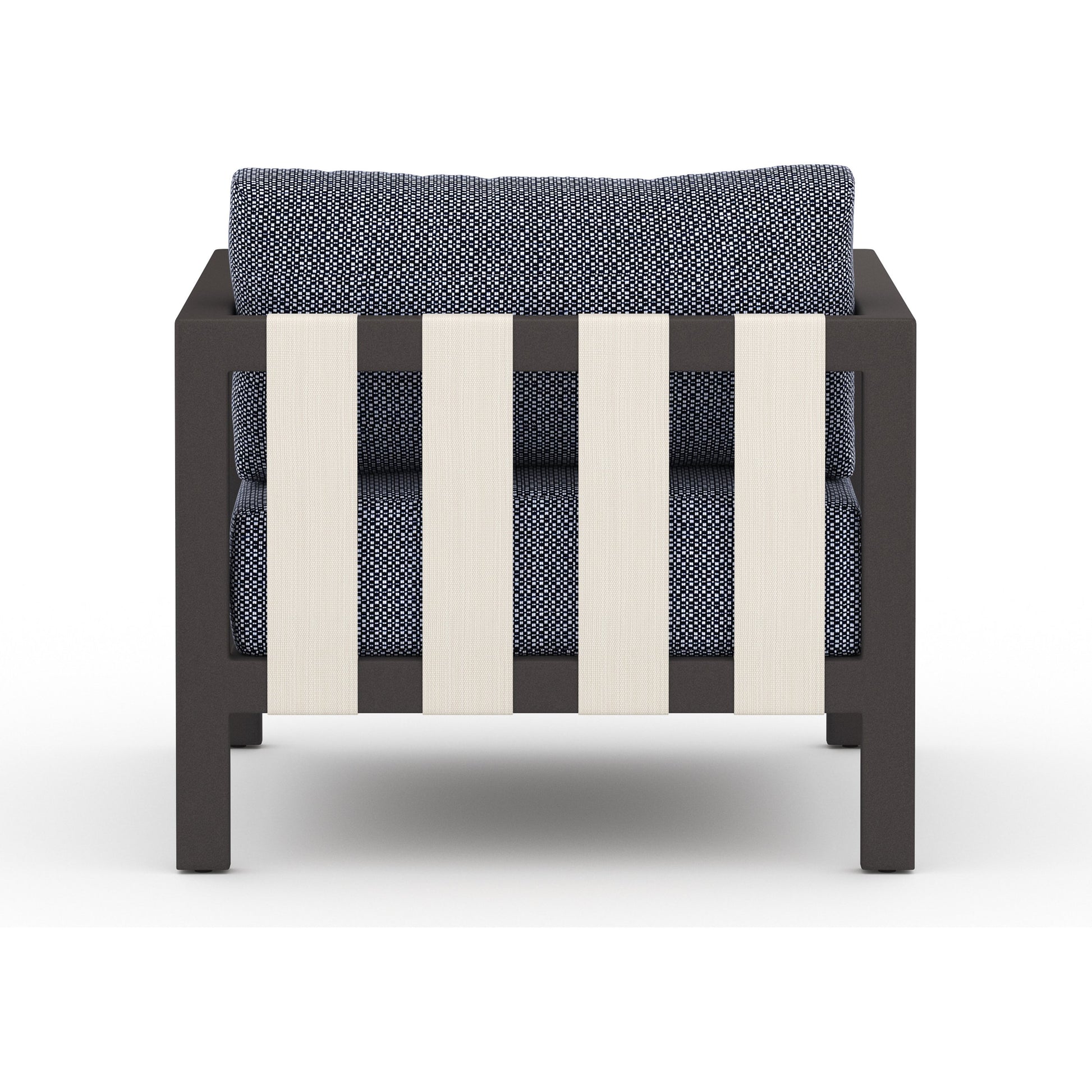 Sonoma Outdoor Chair by Four Hands. Made from 100% olefin, aluminum, 100% polypropylene in a coastal style.