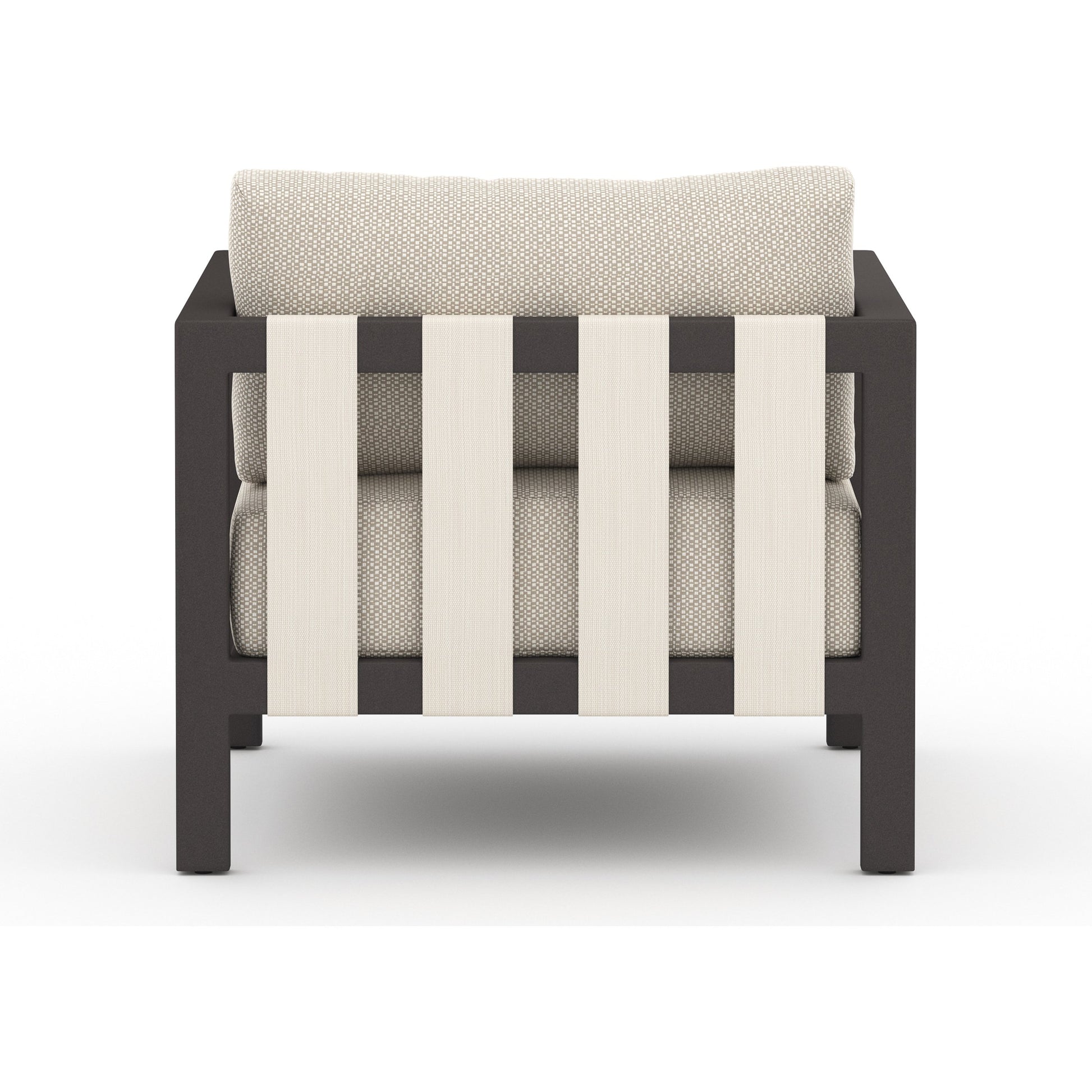 Sonoma Outdoor Chair by Four Hands. Made from 100% olefin, aluminum, 100% polypropylene in a coastal style.