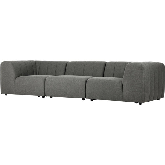 Gwen Outdoor 3-Piece Sectional Sofa by Four Hands in hayes charcoal. Made from 100% olefin in a transitional style.