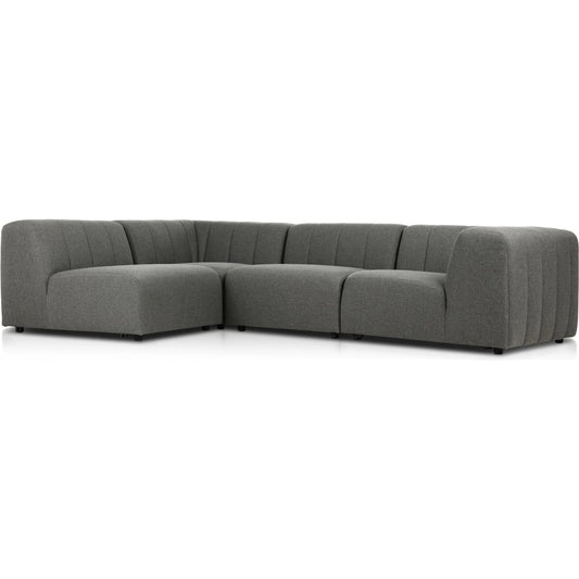 Gwen Outdoor 4-Piece Sectional by Four Hands in hayes charcoal. Made from 100% olefin in a transitional style.