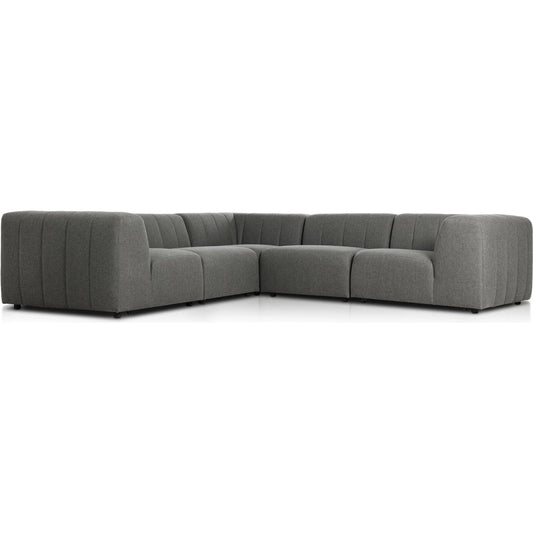 Gwen Outdoor 5-Piece Sectional by Four Hands in hayes charcoal. Made from 100% olefin in a transitional style.