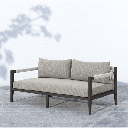Sherwood Outdoor Sofa, Bronze by Four Hands. Made from 100% olefin, aluminum, 100% polypropylene in a modern style.