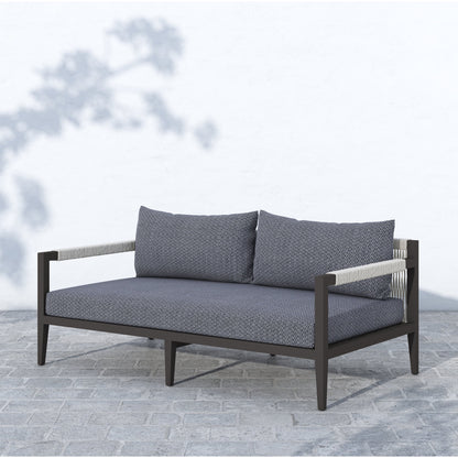 Sherwood Outdoor Sofa, Bronze by Four Hands. Made from 100% olefin, aluminum, 100% polypropylene in a modern style.