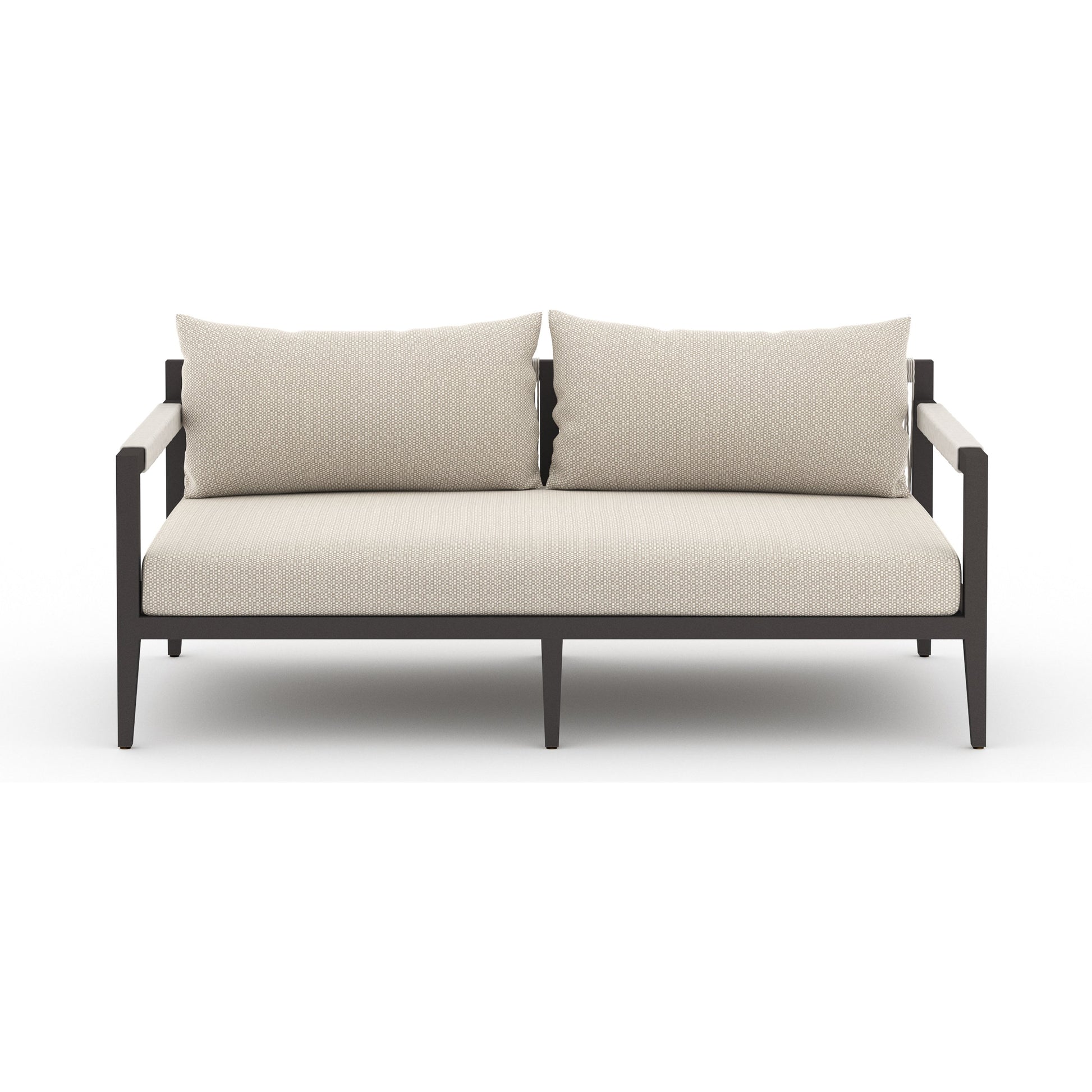 Sherwood Outdoor Sofa, Bronze by Four Hands. Made from 100% olefin, aluminum, 100% polypropylene in a modern style.