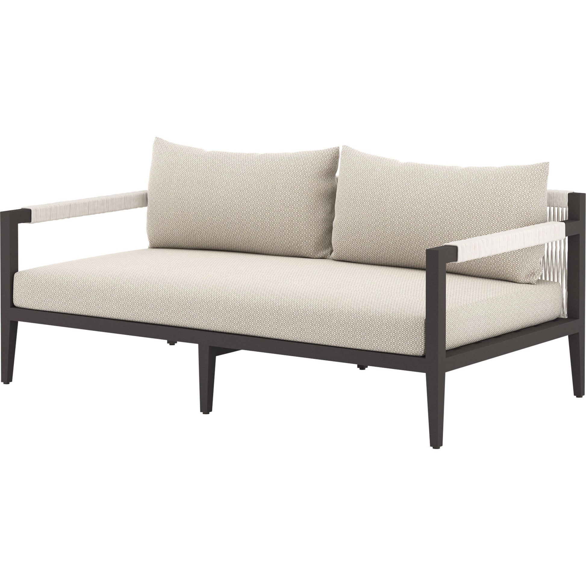 Sherwood Outdoor Sofa, Bronze by Four Hands. Made from 100% olefin, aluminum, 100% polypropylene in a modern style.
