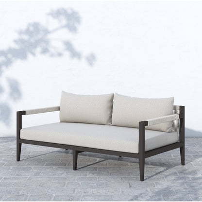 Sherwood Outdoor Sofa, Bronze by Four Hands. Made from 100% olefin, aluminum, 100% polypropylene in a modern style.