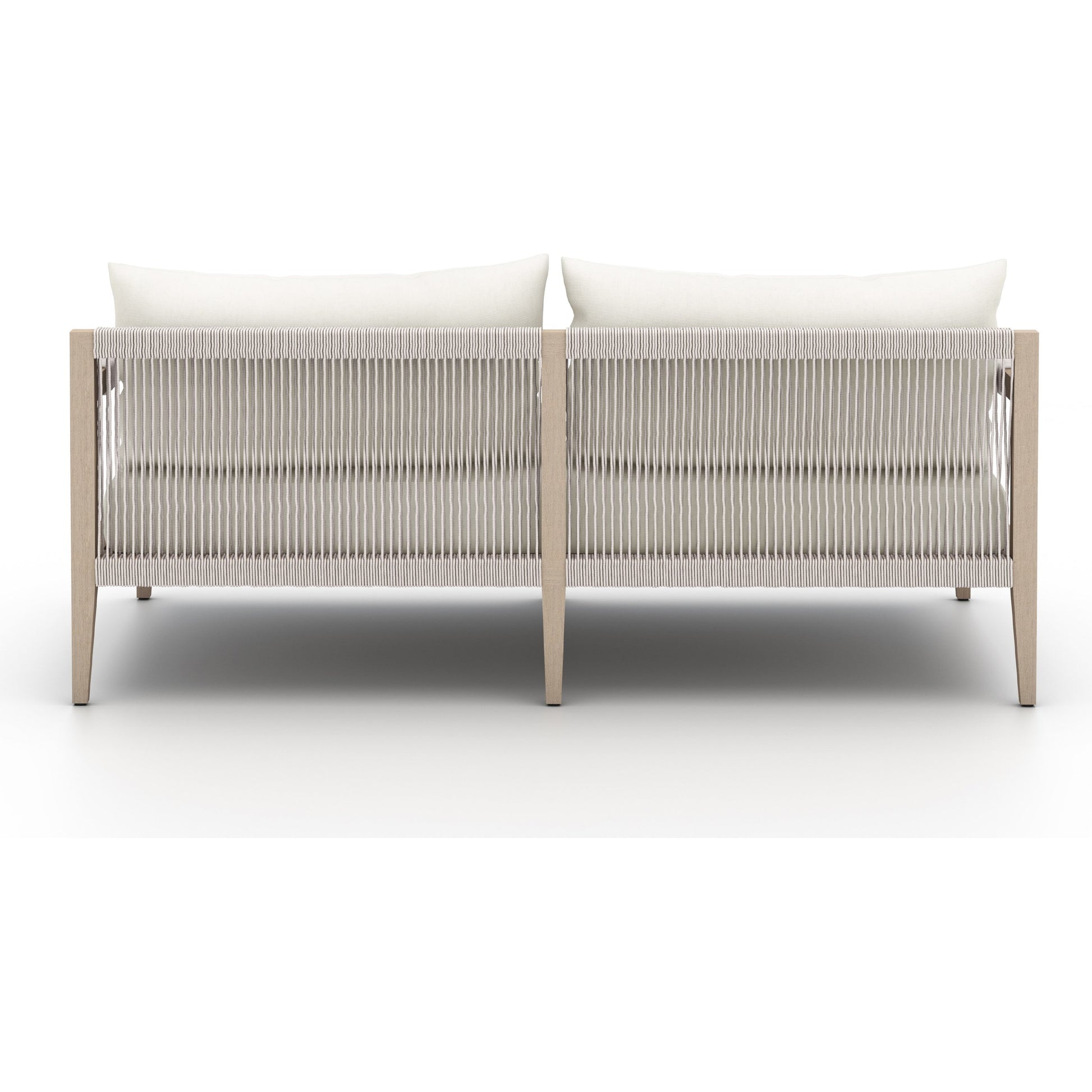 Sherwood Outdoor Sofa, Washed Brown by Four Hands. Made from 100% olefin, solid fsc®-certified teak, 100% polypropylene in a coastal style.