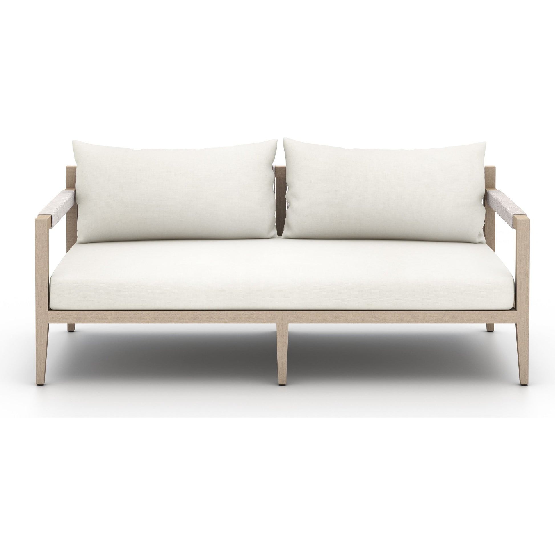Sherwood Outdoor Sofa, Washed Brown by Four Hands. Made from 100% olefin, solid fsc®-certified teak, 100% polypropylene in a coastal style.