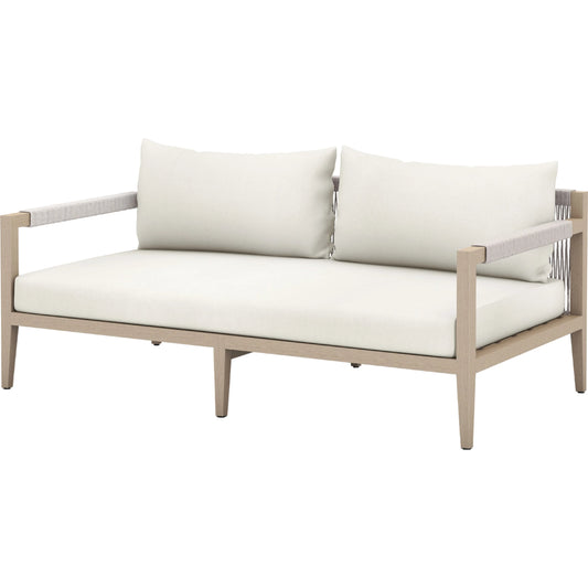 Sherwood Outdoor Sofa, Washed Brown by Four Hands. Made from 100% olefin, solid fsc®-certified teak, 100% polypropylene in a coastal style.