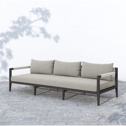 Sherwood Outdoor Sofa, Bronze by Four Hands. Made from 100% olefin, aluminum, 100% polypropylene in a modern style.