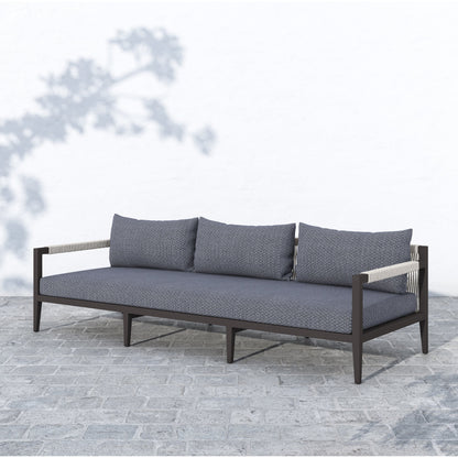 Sherwood Outdoor Sofa, Bronze by Four Hands. Made from 100% olefin, aluminum, 100% polypropylene in a modern style.