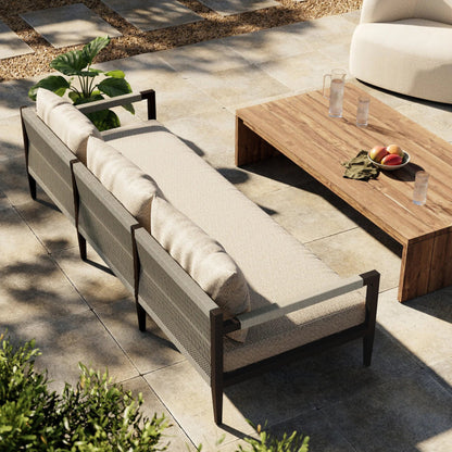 Sherwood Outdoor Sofa, Bronze by Four Hands. Made from 100% olefin, aluminum, 100% polypropylene in a modern style.