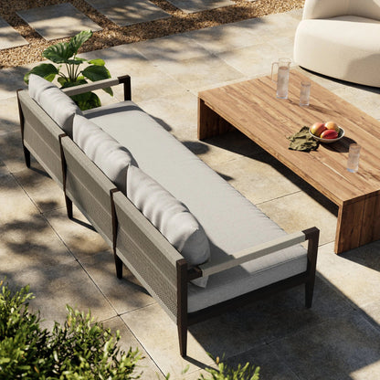 Sherwood Outdoor Sofa, Bronze by Four Hands. Made from 100% olefin, aluminum, 100% polypropylene in a modern style.