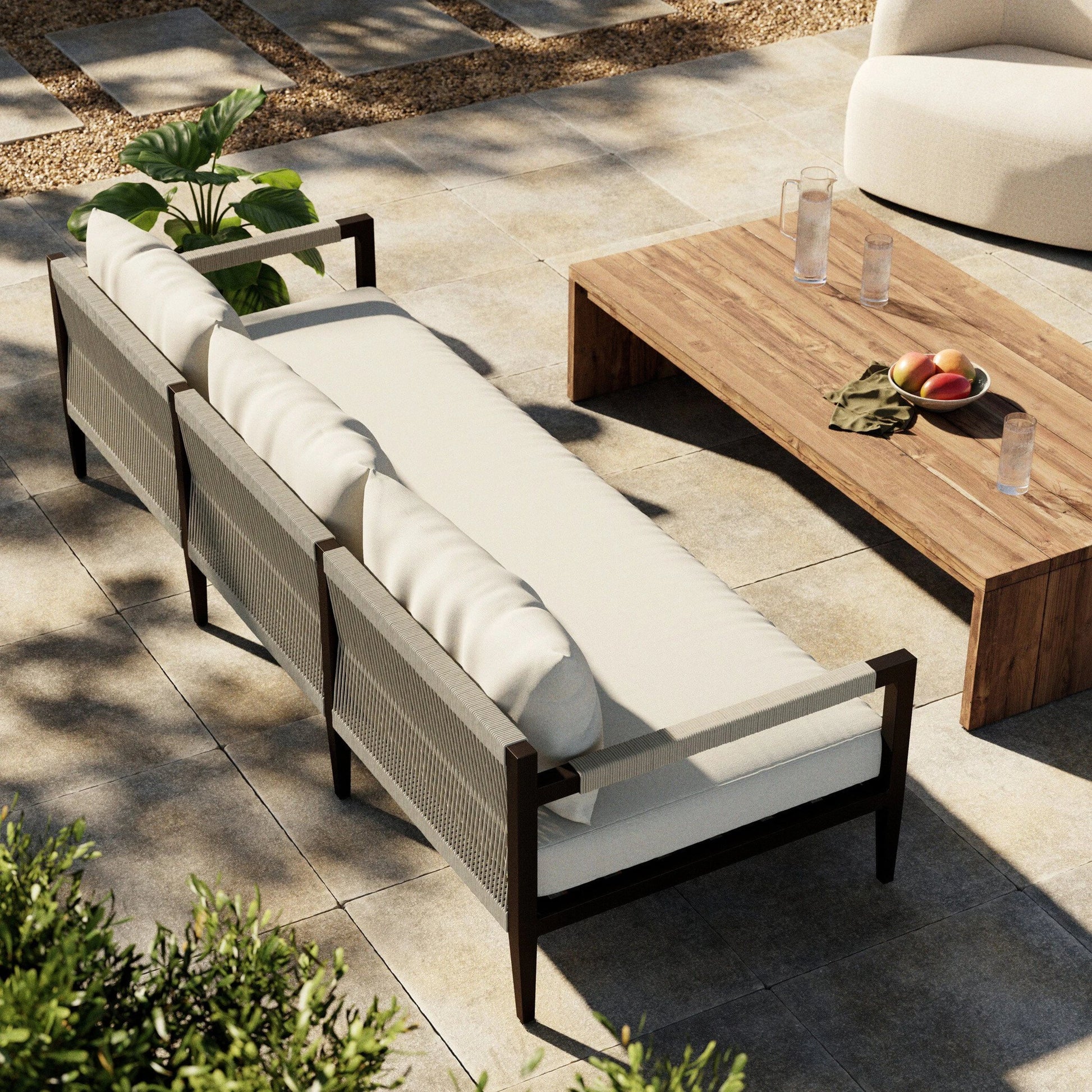 Sherwood Outdoor Sofa, Bronze by Four Hands. Made from 100% olefin, aluminum, 100% polypropylene in a modern style.