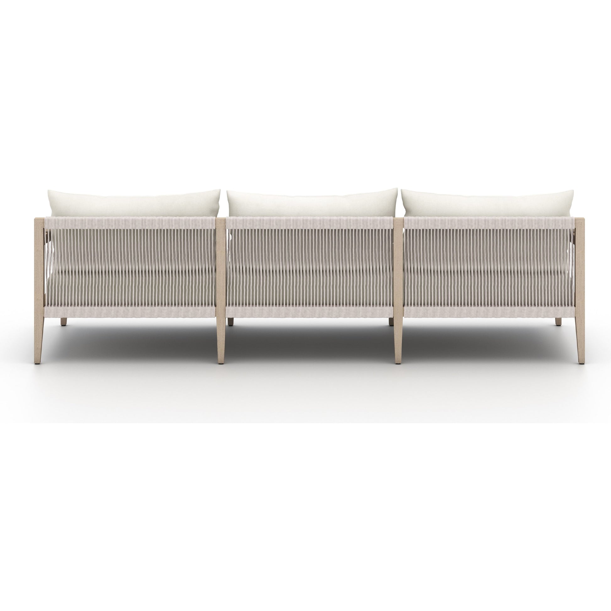 Sherwood Outdoor Sofa, Washed Brown by Four Hands. Made from 100% olefin, solid fsc®-certified teak, 100% polypropylene in a coastal style.